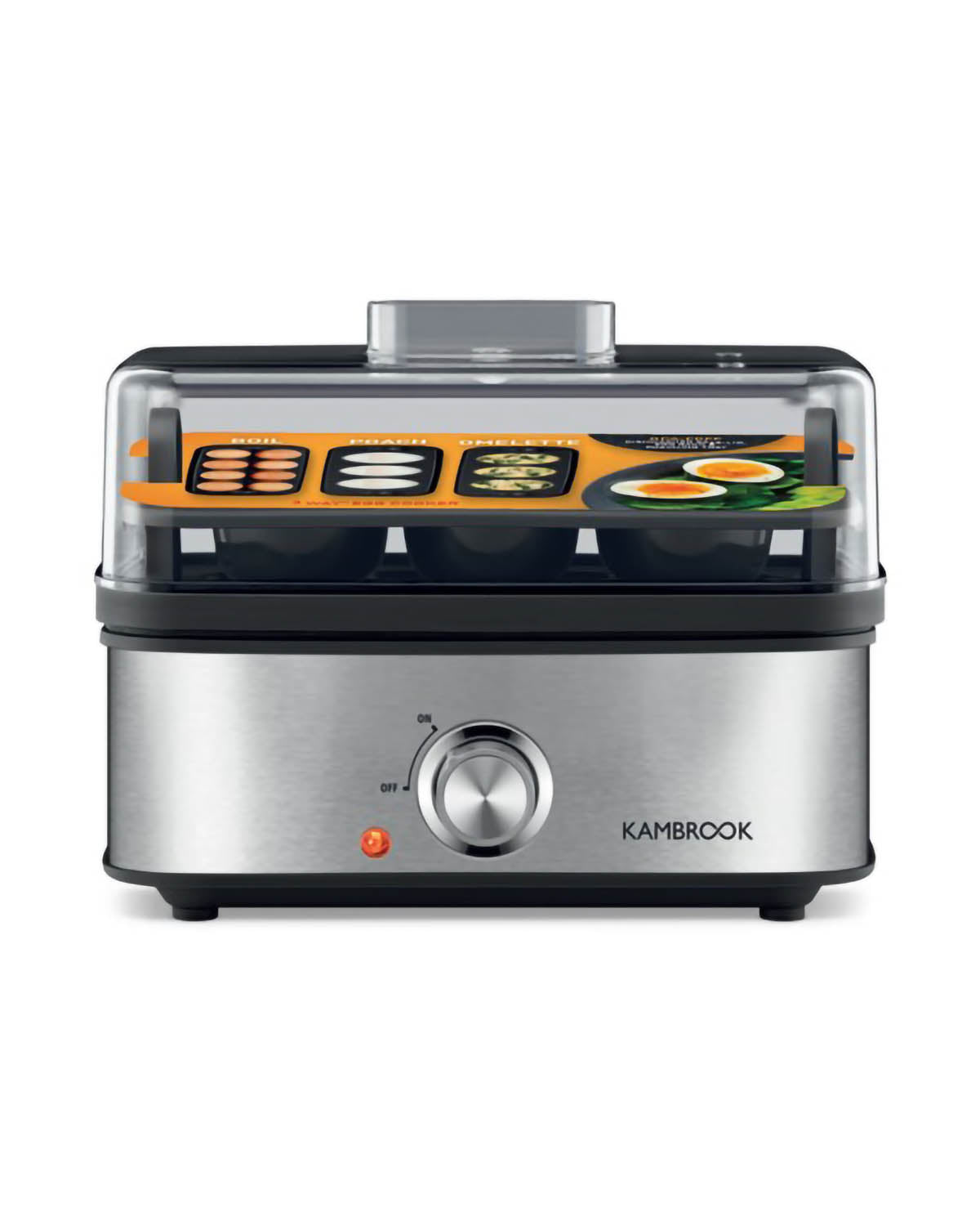 Kambrook 3 Way Egg Cooker - Black Stainless Steel