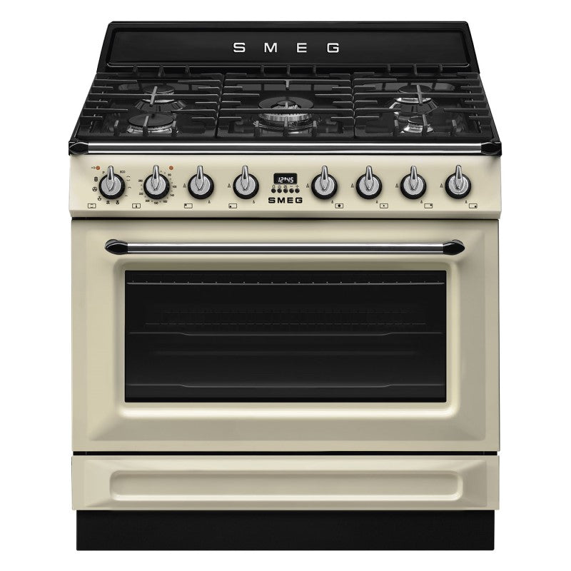 Smeg 90cm Victoria Dual Fuel Pyro Freestanding Cooker - Cream