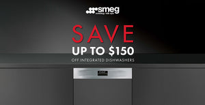 Save up to $150 on Selected Smeg Integrated Dishwashers