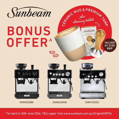 Bonus Gift Pack with Select Sunbeam Origin Coffee Machines