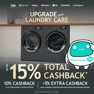 Up to 15% Cashback on Select Laundry Appliances