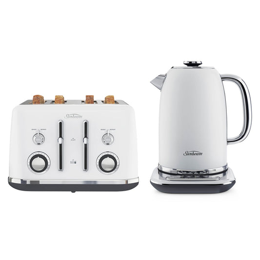 Sunbeam White KE2800W Kettle & TA2740W Toaster Bundle