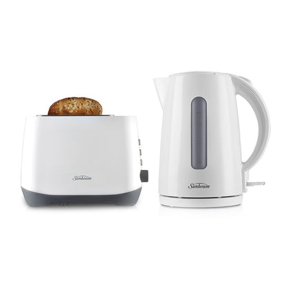 Sunbeam White TAP0002WH Toaster & KEP0007WH Kettle Bundle