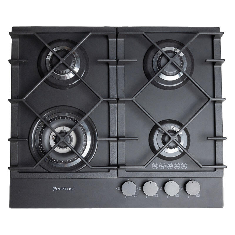 Artusi 60cm Gas Cooktop with 4 Burners - Nano Matte Black