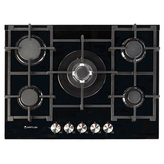 Artusi 70cm 5 Burner Gas on Glass Cooktop