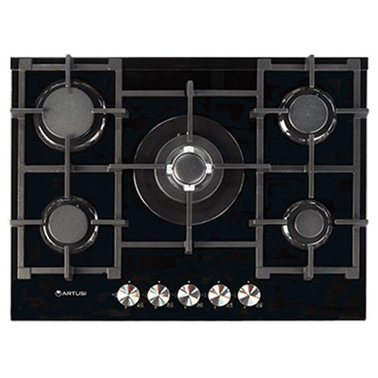 Artusi 70cm 5 Burner Gas on Glass Cooktop