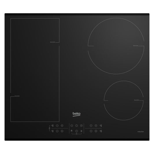 Beko 60cm 4 Zone Induction Cooktop with Bridging Zones - Black