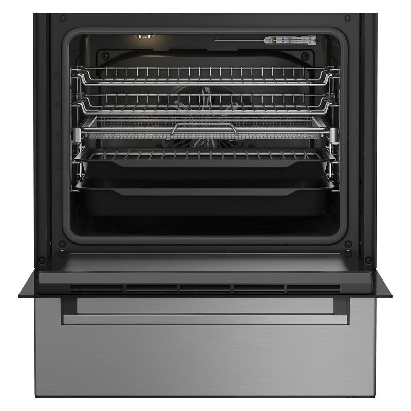 Beko 60cm Freestanding Upright Dual Fuel Cooker - Stainless Steel