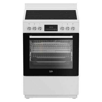 Beko 60cm Freestanding Oven with Ceramic Cooktop - White
