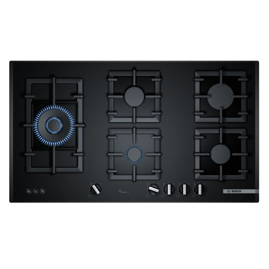 Bosch 90cm Series 6 Gas Cooktop with Tempered Glass - Black