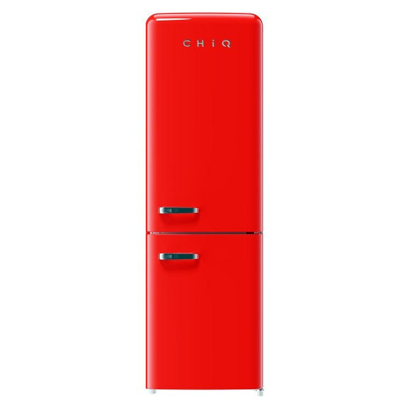 CHiQ 231L Bottom Mount Fridge Freezer - Red (Retro Style)