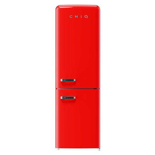 CHiQ 231L Bottom Mount Fridge Freezer - Red (Retro Style)