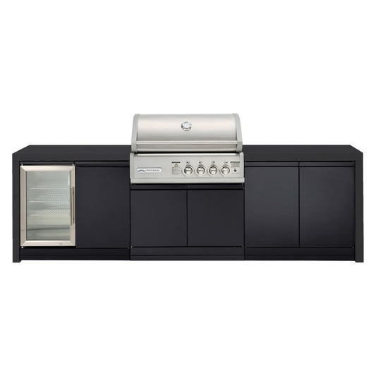 Crossray Premium 4B Outdoor Kitchens with1 Door Fridge - Black