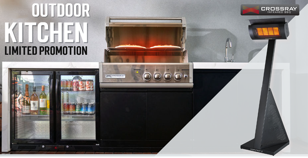  Bonus Portable Heater with Crossray Outdoor Kitchen