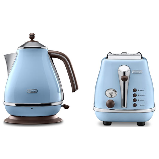 Delonghi Icona Vintage 1.7L Kettle & 2-Slice Toaster Pack - Azure