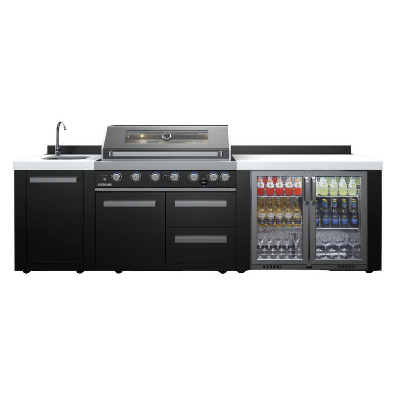 Everdure Oasis Outdoor Kitchen 6 Burner Sink and Beverage Cooler