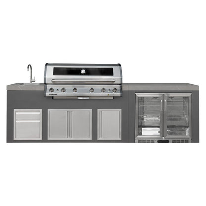 Everdure Bayview Outdoor Kitchen 6 Burn LPG Sink with Tropical Rate Beverage Cooler