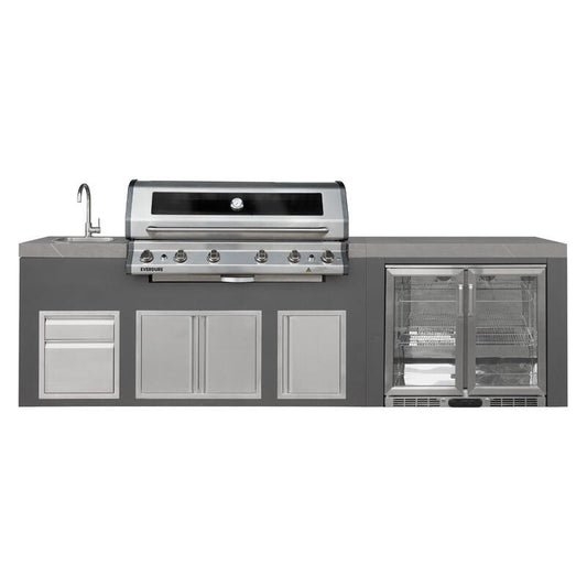Everdure Bayview Outdoor Kitchen 6 Burn NG Sink with Tropical Rate Beverage Cooler