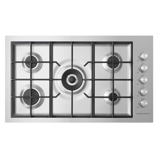 Fisher & Paykel 90cm 5 Burner Gas Cooktop - Brushed Stainless Steel