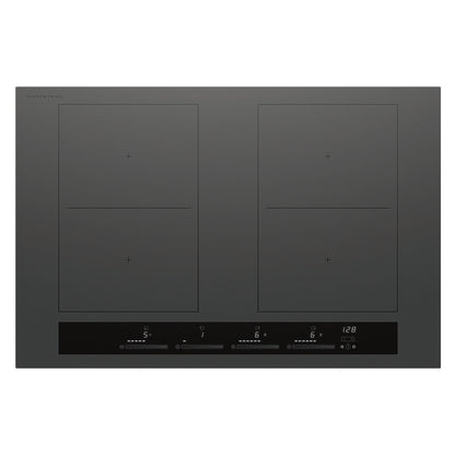 Fisher & Paykel 80cm 4 Zone Induction Cooktop: 2 Smart Zones (Series 7) - Grey