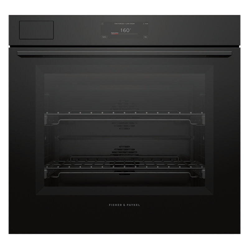 Fisher & Paykel 76cm Minimal Pyrolytic Steam Assist Oven - Black Glass (Series 11)