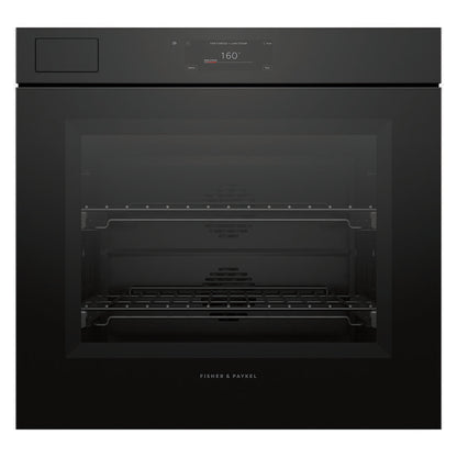 Fisher & Paykel 76cm Minimal Handleless Pyrolytic Steam Assist Oven - Black Glass (Series 11)
