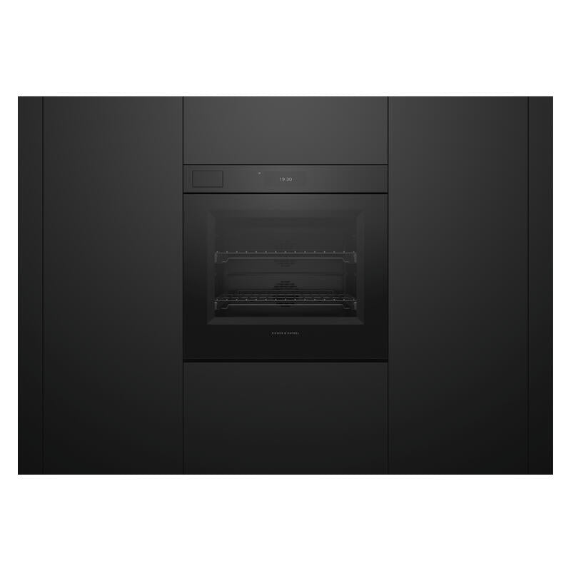 Fisher & Paykel 76cm Minimal Handleless Pyrolytic Steam Assist Oven - Black Glass (Series 11)