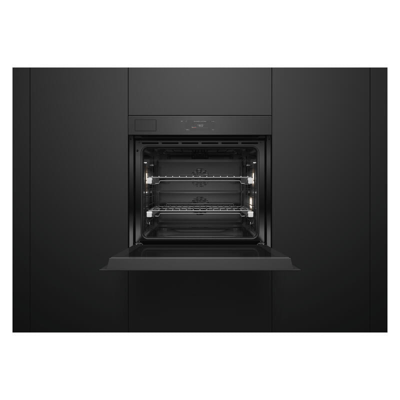 Fisher & Paykel 76cm Minimal Handleless Pyrolytic Steam Assist Oven - Black Glass (Series 11)