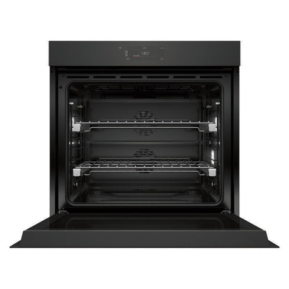 Fisher & Paykel 76cm Minial Handleless Pyrolytic Oven - Black Glass (Series 9)