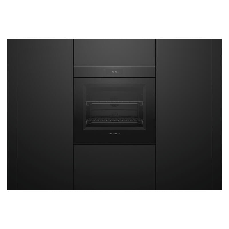 Fisher & Paykel 76cm Minial Handleless Pyrolytic Oven - Black Glass (Series 9)