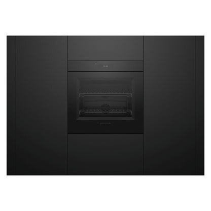 Fisher & Paykel 76cm Minial Handleless Pyrolytic Oven - Black Glass (Series 9)