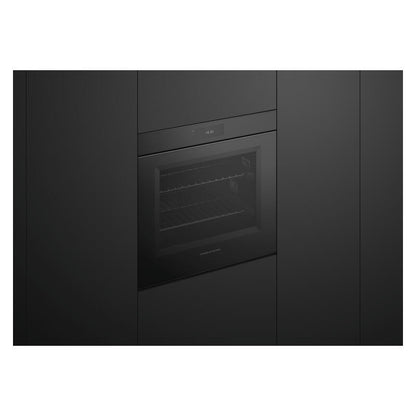 Fisher & Paykel 76cm Minial Handleless Pyrolytic Oven - Black Glass (Series 9)