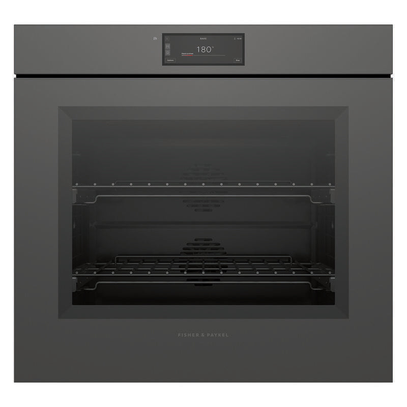 Fisher & Paykel 76cm Minimal Handleless Pyrolytic Oven - Grey Glass (Series 9)