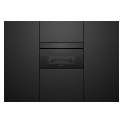 Fisher & Paykel 76cm Minimal Handleless Compact Combi-Microwave Oven - Black Glass (Series 9)
