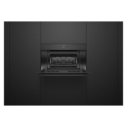Fisher & Paykel 76cm Minimal Handleless Compact Combi-Microwave Oven - Black Glass (Series 9)