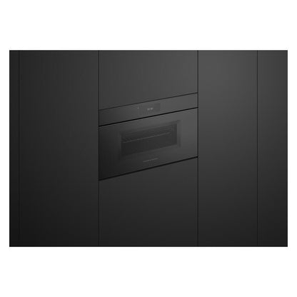 Fisher & Paykel 76cm Minimal Handleless Compact Combi-Microwave Oven - Black Glass (Series 9)