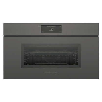 Fisher & Paykel 76cm Minimal Handleless Compact Combi-Microwave Oven - Grey Glass (Series 9)