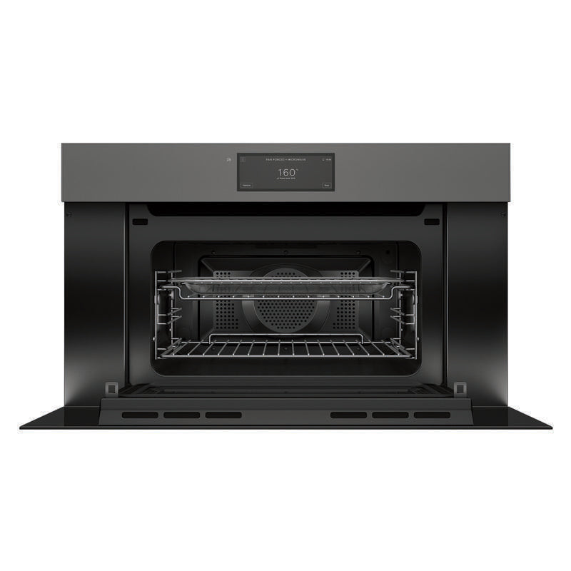 Fisher & Paykel 76cm Minimal Handleless Compact Combi-Microwave Oven - Grey Glass (Series 9)