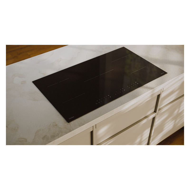 Haier 90cm 300 Series Induction Cooktop 5 Zone Low Current - Black Glass