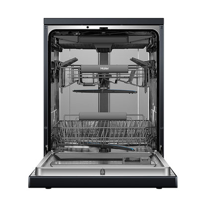Haier 60cm Freestanding Dishwasher with Steam - Black