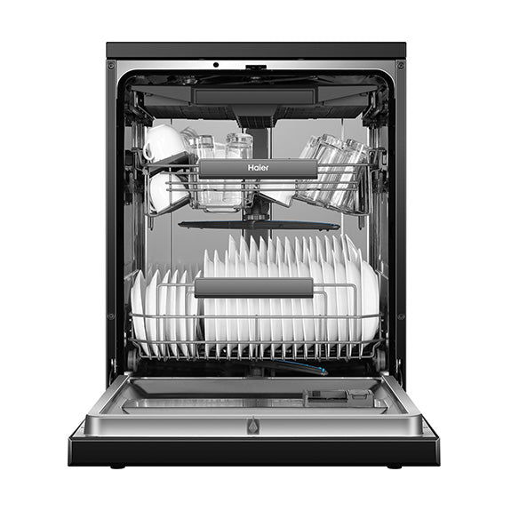 Haier 60cm Freestanding Dishwasher with Steam - Black
