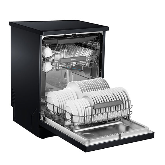 Haier 60cm Freestanding Dishwasher with Steam - Black