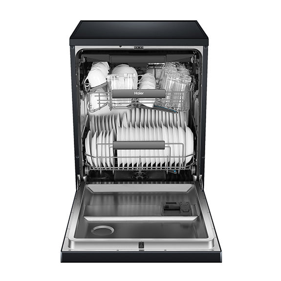 Haier 60cm Freestanding Dishwasher with Steam - Black
