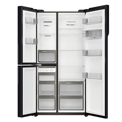 Haier 574L Side-by-Side Fridge Freezer with Water Dispenser - Black