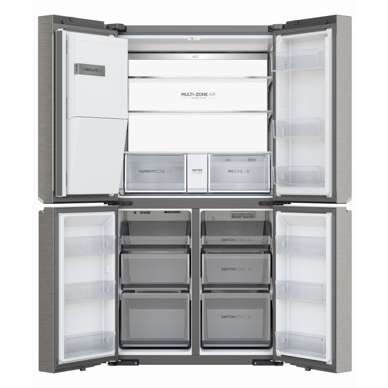 Haier 601L Quad Door Fridge Freezer with Ice & Water Dispenser - Satina
