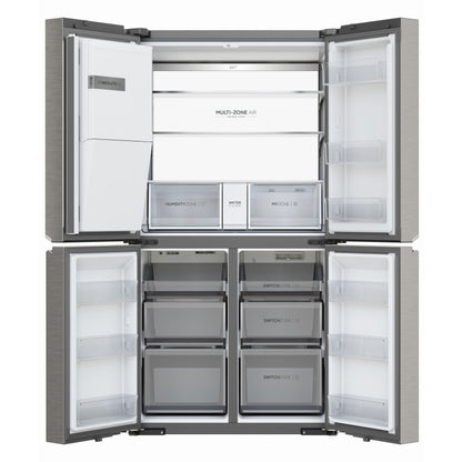 Haier 601L Quad Door Fridge Freezer with Ice & Water Dispenser - Satina