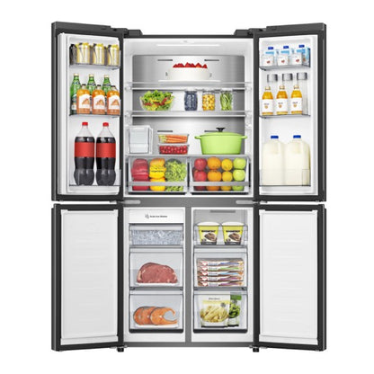 Hisense 483L Quad Door Fridge Freezer with Water Dispenser - Dark Steel (PureFlat Slim)