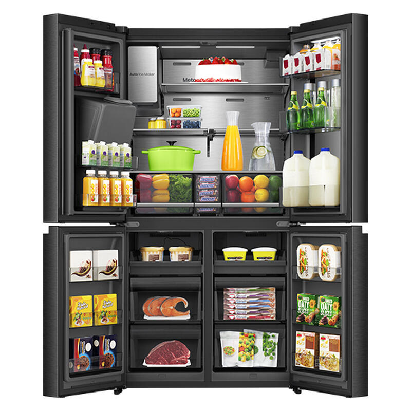 Hisense 615L Quad Door Fridge Freezer with Ice & Water Dispenser - Dark Stainless Steel (PureView)