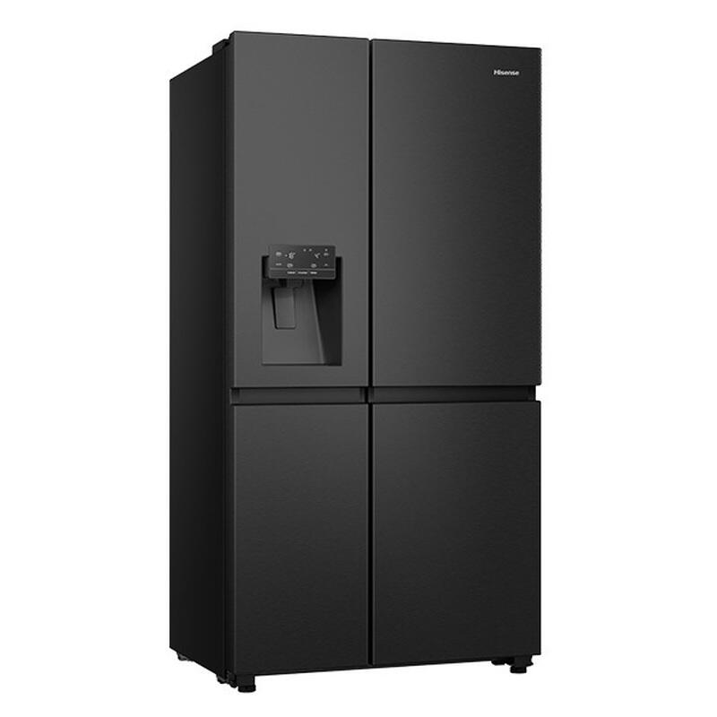 Hisense 632L Side-by-Side Fridge Freezer with Ice & Water Dispenser - Black