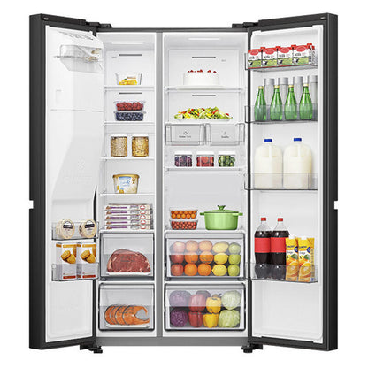 Hisense 632L Side-by-Side Fridge Freezer with Ice & Water Dispenser - Black